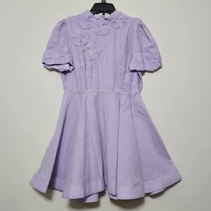 Antonio Melani Dress 12 Purple Fit&Flare Knee-Lenght Short Sleeves Mock Neck 885